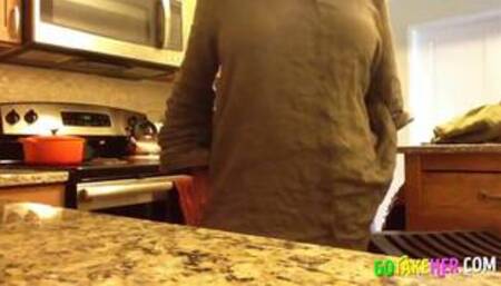 standing by my kitchen sink secretly masturbating