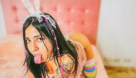 Spank Your Bunny - Naughty Latina Teen In Sexy Lingerie And Bunny Ears With Alice Casablanca