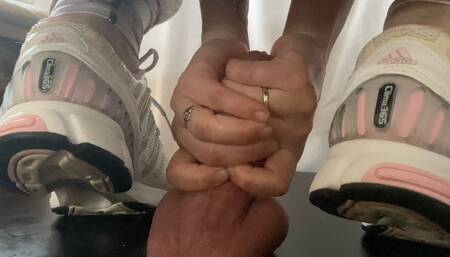 A Cock crushing Shoejob and CBT with Adidas Cool Climate Sneakers - 4K - multicam