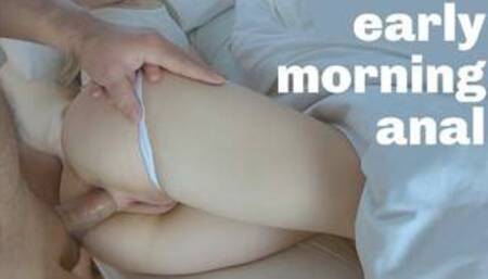 I Fuck my Sleepin Step Sister in both Holes! Morning Wake up Anal Sex for Hot Blonde in Thong Pantie