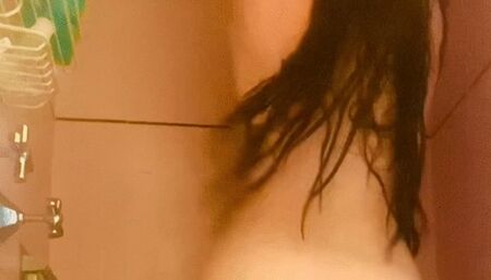 Washing Long Hair And Rubbing Down In The Shower