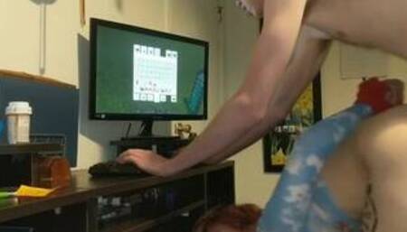 Sexy GF gets tied up and bent over while I play Minecraft