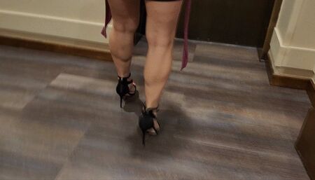 High Heels Walk In To The Elevator and Parking Garage