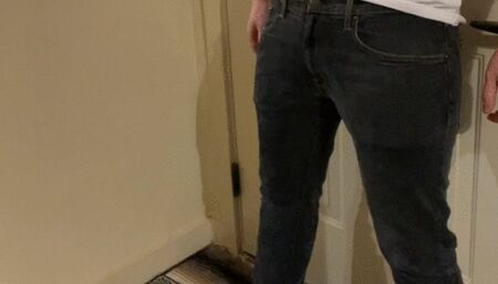 Ballkicking in jeans with high heels, sfw