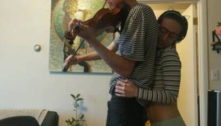 Trying to practice violin