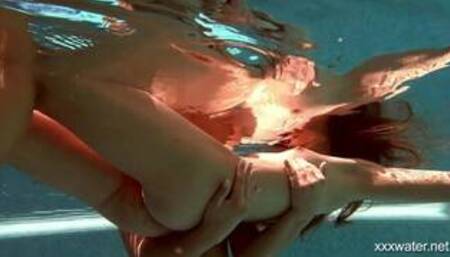 Olla Oglaebina and Irina Russaka sexy nude girls in the pool