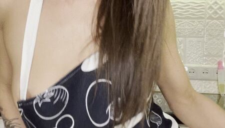 Masturbating with kitchen tools