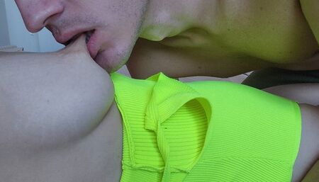 He sucked my soft boobs and bit horny nipples