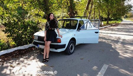 CustomVideo - 05 - Katya driving Skoda in heels sandals