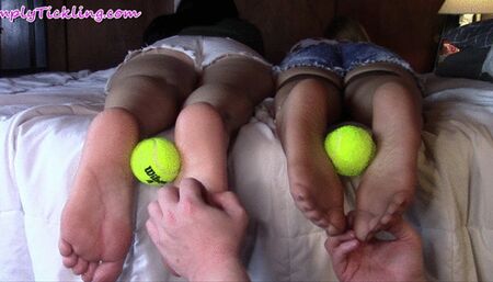 Gianna Vee and Marley's Hold the Tennis Ball Foot Tickle Challenge 4K HD WMV