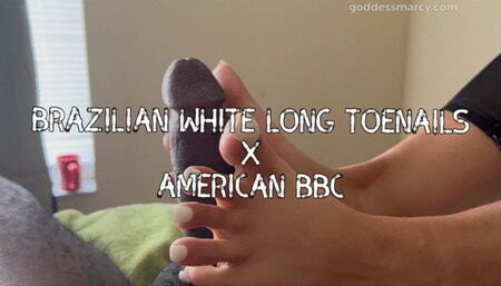 Footjob: Brazilian big feet long white toenails X BBC