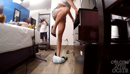 Brett Anne Plushies Trampled with Bare Feet and Heels - Rear Cam View 4K