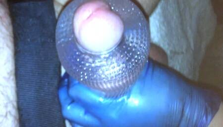 Cum shot edging with male masturbator