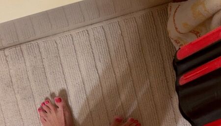 Peekaboo toe fins in the bubble bath