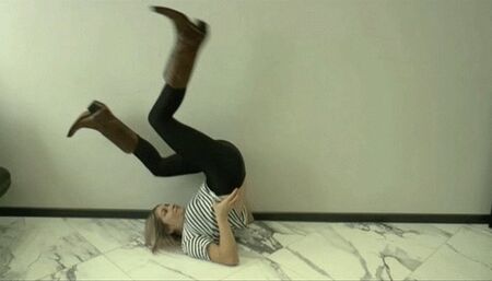 You do shoulder stand  leg bicycles with your right side facing the camera MP4 HD 720p