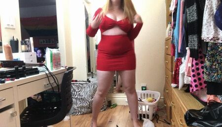 Red Dress Twerk, Tit Bounce & Strip