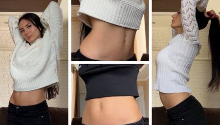 Stretch test: trying on sweaters