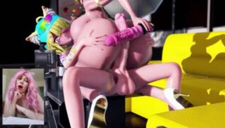 futanari fuck at the party in the ass double penetration