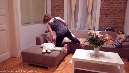 My step-sister catch me  playing with her toy