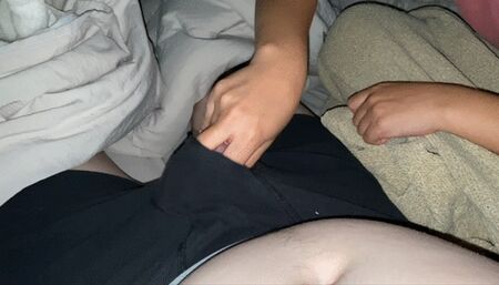 Using One Finger to Tease His Frenulum to a Huge Cumshot