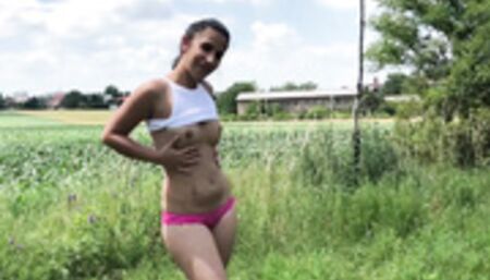 Outdoor boob squeezing will make you erect