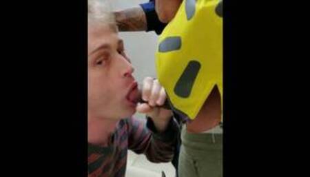 Random Walmart employee CUMS IN MY MOUTH on the job.