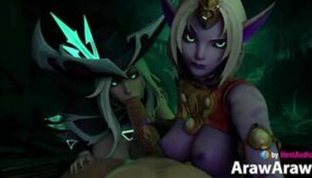 Miss Fortune & Soraka Blowjob (with sound) 3d animation ASMR hentai League of Legends bj