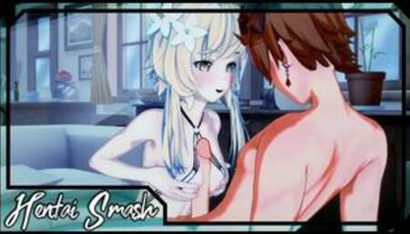 Lumine gets her pussy fucked hard by Tartaglia - Genshin Impact Hentai.