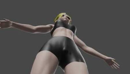 Female Futa muscle Growth animation