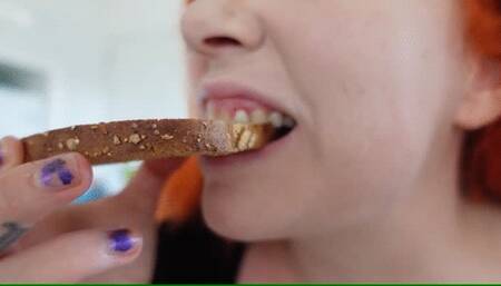 Chewing and Eating Crunchy Toast WMV 1080