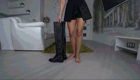 I tore my leather boots with my hands b