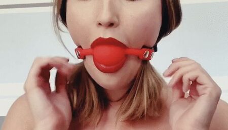 Topless Cuffed and Ballgagged