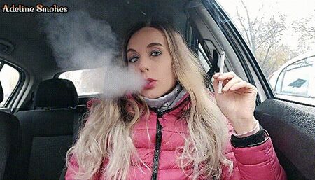 Smoking a cigarette in the car