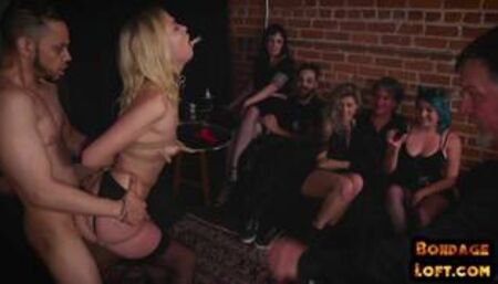 Public BDSM electrosex and IR fuck with ebony and white slut