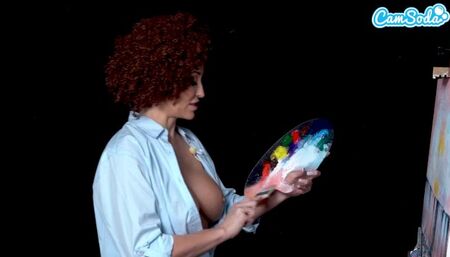Big Tits MILF Ryan Keely Cosplay As Bob Ross Gets Horny During Painting Tutorial