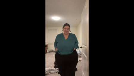 BBW Stripping Out Of Work Clothes