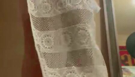 Long White Lace Dress Barefeet