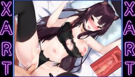 アジアの女性に黒ストッキングとキティの耳fucksと男と彼の巨大なディック