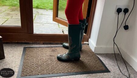 In the Garden Licking the Mud off Mistress's Hunter Wellies