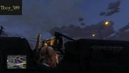 Recieving blowjob from the strippers ( Grand Theft Auto V)