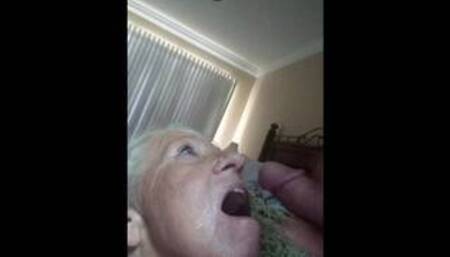 Granny Fucksalot waiting to be fed her protein
