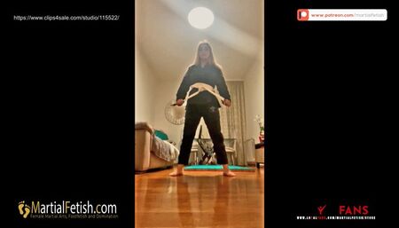 Xena Wild POV kicking in black gi and white gi