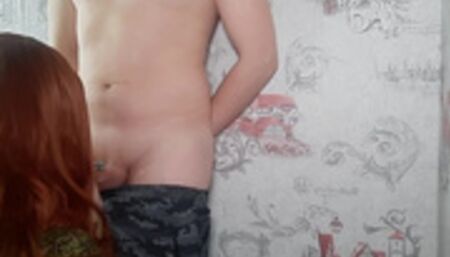 hot wife in leather leggings gets a creampie from a stranger