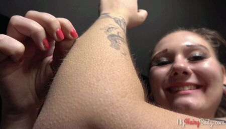 Ester showing her hairy arms and goosebumps (4K)