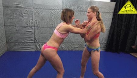 Andy vs Samantha competitive female wrestling