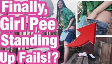 Fail to Girl Pee Standing up!? Japanese blowjob & handjob, piss, uncensored, amateur, youtuber