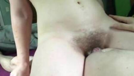 Busty girl hairy pussy sliding till I cum