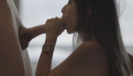 ASIAN TEEN GIVES ME AN AMAZING BLOWJOB by our hotel balcony -Raya Steele