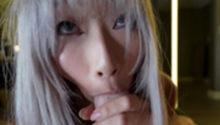 Cute Asian Girlfriend Sucks Huge Cock For Cum -Raya Steele