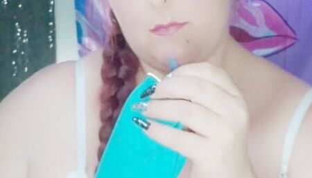 Nicki Pie smoking and playing white fringe and white boots